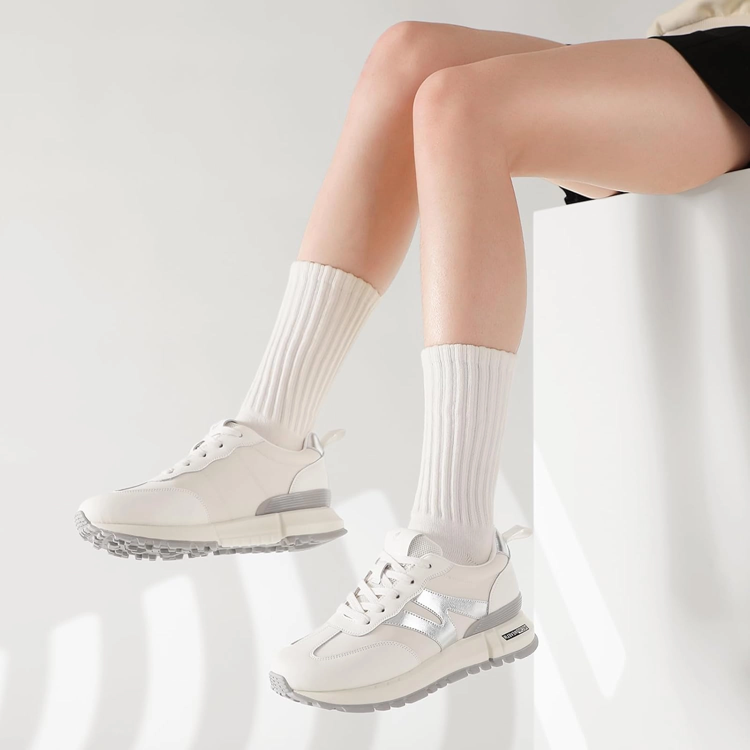 Best Road Training Shoes somiliss Sneakers for Women Genuine Leather Suede Patchwork Casual Lace Up Non-Slip Walking Shoes Comfortable Tennis Running Shoes Womens Fashion Sneakers