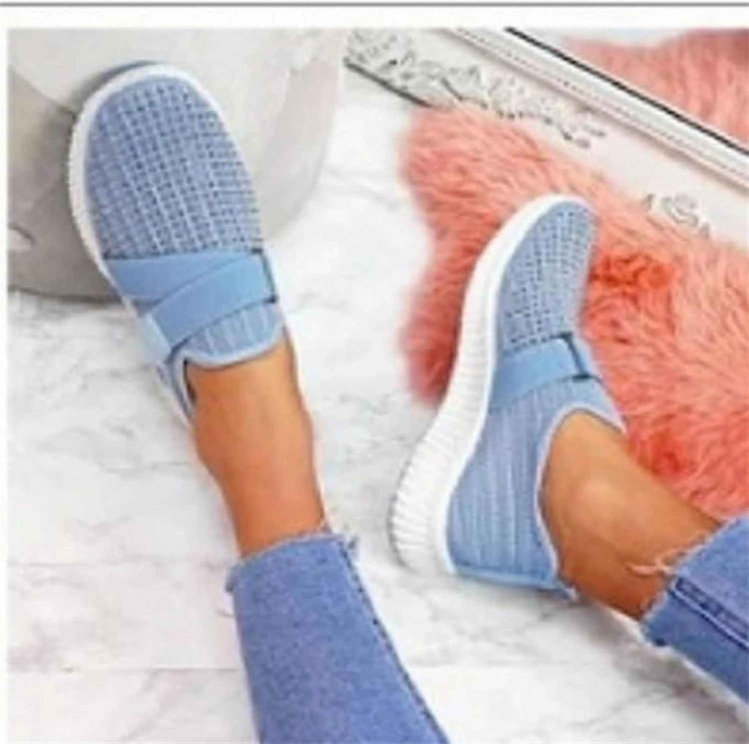 Suede Slip On Sandals Ladmiple Tennis Shoes Womens Slip Ons Sneakers Walking Running Breathable Lightweight Mesh Gym Non Slip Workout Shoes