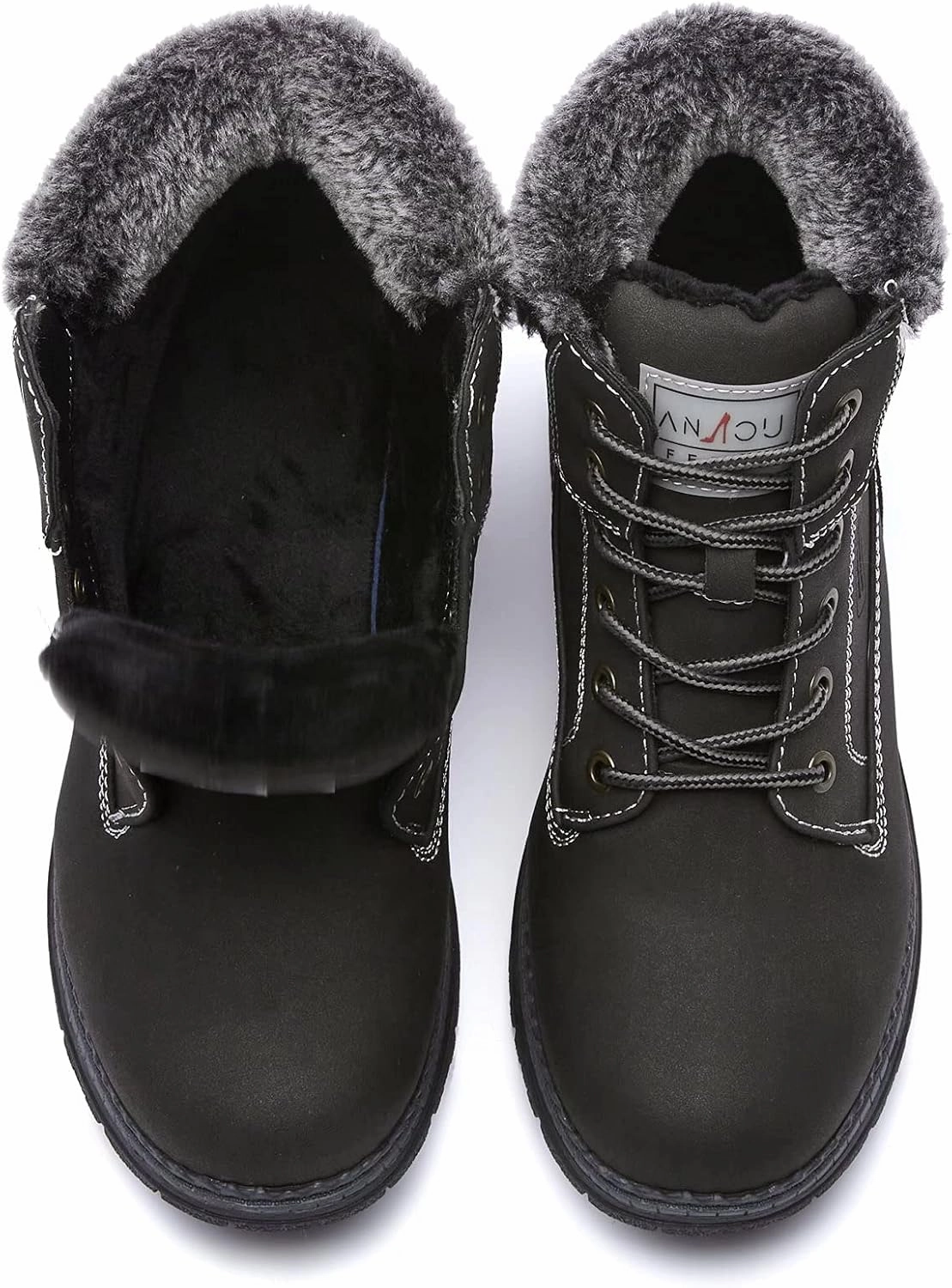 Cycling Shoes For Gravel Bikes ANJOUFEMME Womens Hiking Snow Winter Boots - Waterproof Work Ankle Boots for Women Comfortable Warm Fur Boots for Backpacking Cycling