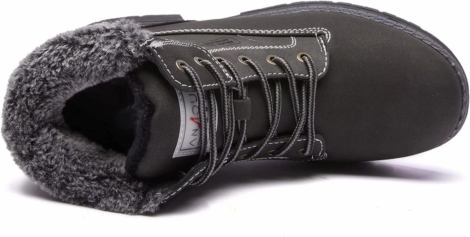 ANJOUFEMME Womens Hiking Snow Winter Boots - Waterproof Work Ankle Boots for Women Comfortable Warm Fur Boots for Backpacking Cycling Best Cycling Shoes For Schwinn Ic4