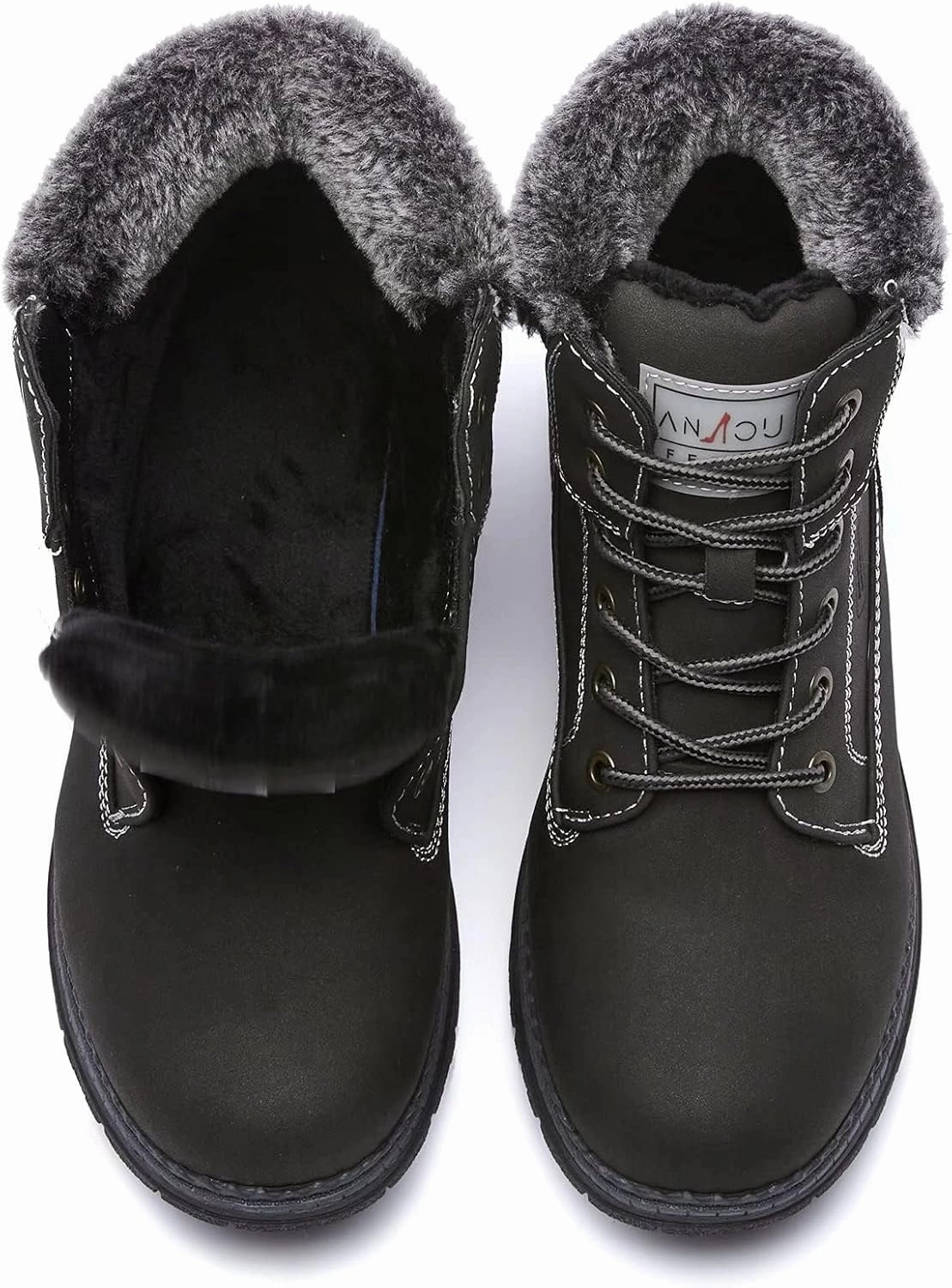 ANJOUFEMME Womens Hiking Snow Winter Boots - Waterproof Work Ankle Boots for Women Comfortable Warm Fur Boots for Backpacking Cycling Climbing Tree Shoes