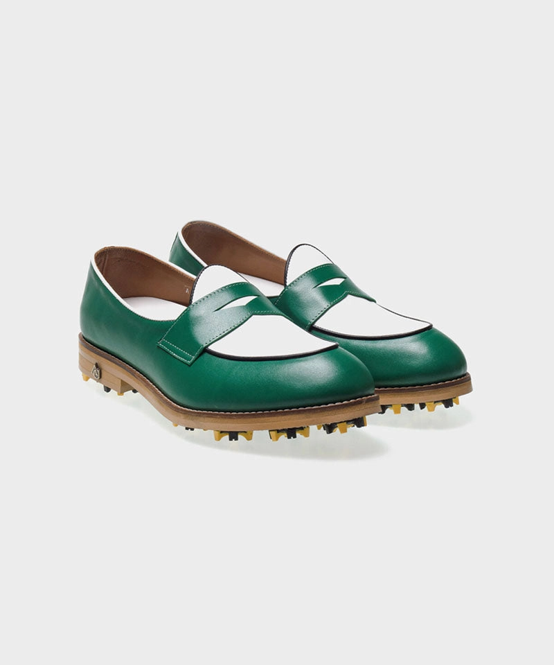 Black Flat Soled Golf ALL CLASSIC Golf Noble Penny Loafer Classic Golf Shoes - Green