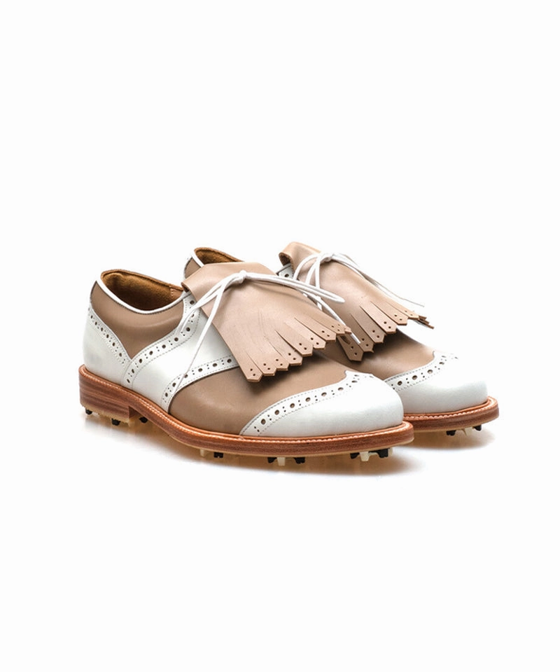 Boa Golf Shoes ALL CLASSIC Golf Wingtip Classic Golf Shoes - Beige