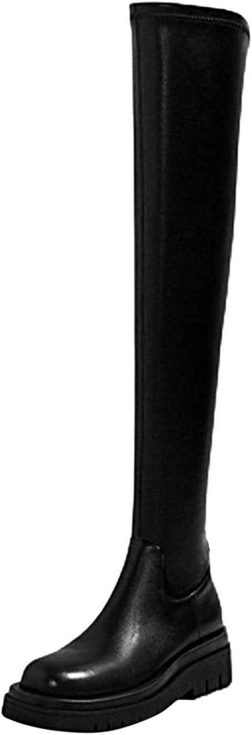 Platform Boots for Women Over the Knee Boots for Women Platform Boots Thick Bottom Thigh High Boots Knee High Pull on Knee High Knit Sock Boots