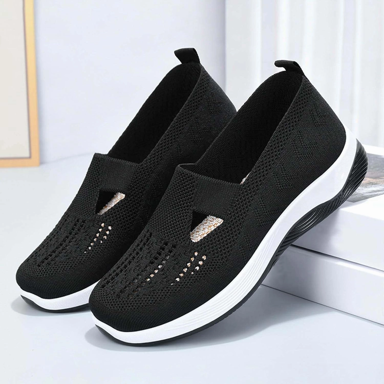 Clog Tennis Shoes Orthopedic Shoes for Women,Women's Woven Breathable Soft Sneakers Arch Support Walking Flying Diabetic Foam Womens Comfortable Non Slip Food Service Lightweight Nurse Sport Sneaker