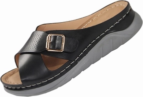 Wedge Sandals for Women Cross Strap Orthopedic Sandals with Arch Support Casual Summer Hollow Out Platform Slides Slip On Walking Shoes Italian Leather Flip Flops