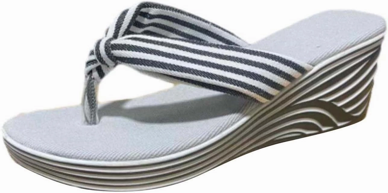 2025 Women's New Casual Sandals Plus-size Summer Beach Clip-toe Wedge Heel Sandal Arch Support Comfortable Slippers Flip Flops On A Plane