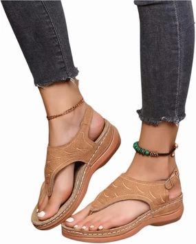 Ladmiple Sandals Women Fashion Dressy Wedge Orthotic Flip Flops Slides Vintage Comfortable Slip ons Orthopedic Slippers Winter Slip-on