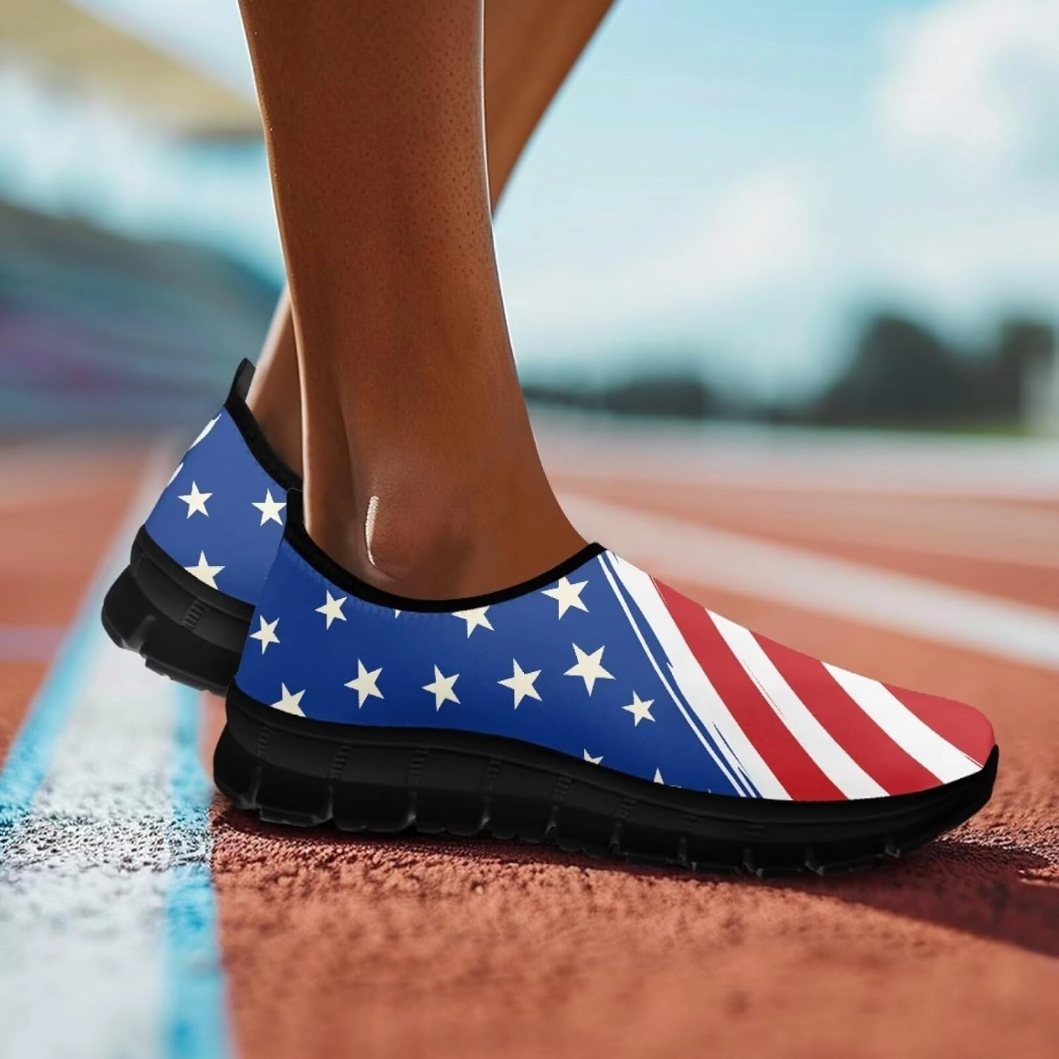 Cycling Buying Guide American Flag Walking Shoes for Women Slip On Casual Running Shoes Low Top Mesh Sport Shoes Lightweight Adult Jogging Shoes