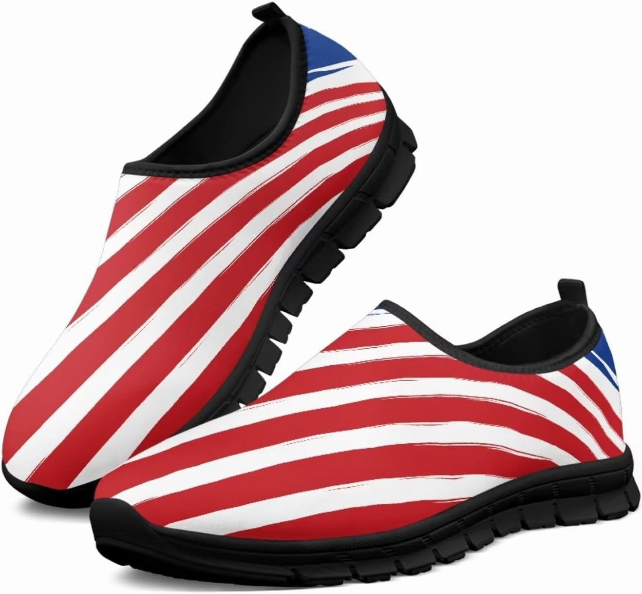 Shoes For Cycling In Rain American Flag Walking Shoes for Women Slip On Casual Running Shoes Low Top Mesh Sport Shoes Lightweight Adult Jogging Shoes