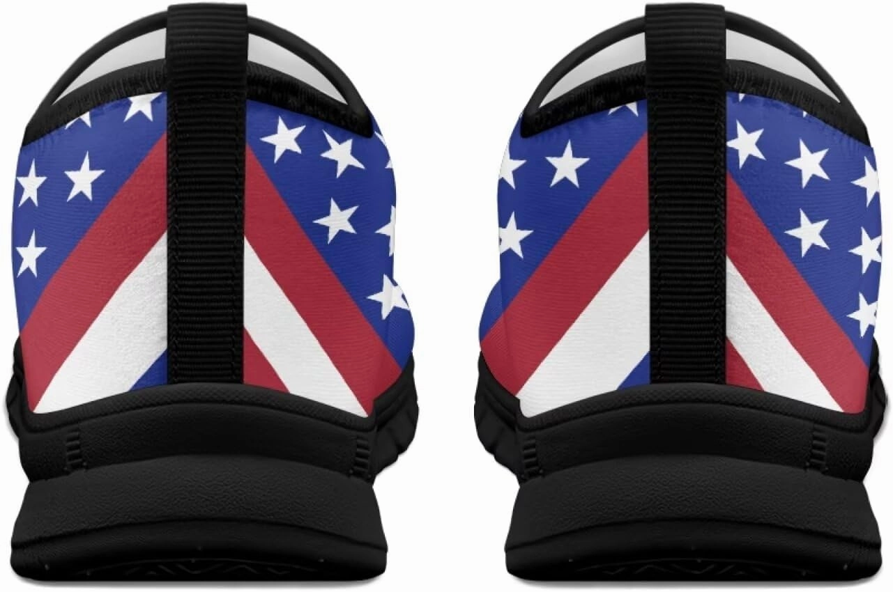 American Flag Walking Shoes for Women Slip On Casual Running Shoes Low Top Mesh Sport Shoes Lightweight Adult Jogging Shoes Road Cycling Shoes Size 12