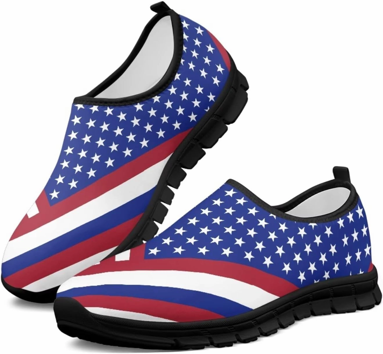 Climbing Shoes Deodorizer American Flag Walking Shoes for Women Slip On Casual Running Shoes Low Top Mesh Sport Shoes Lightweight Adult Jogging Shoes