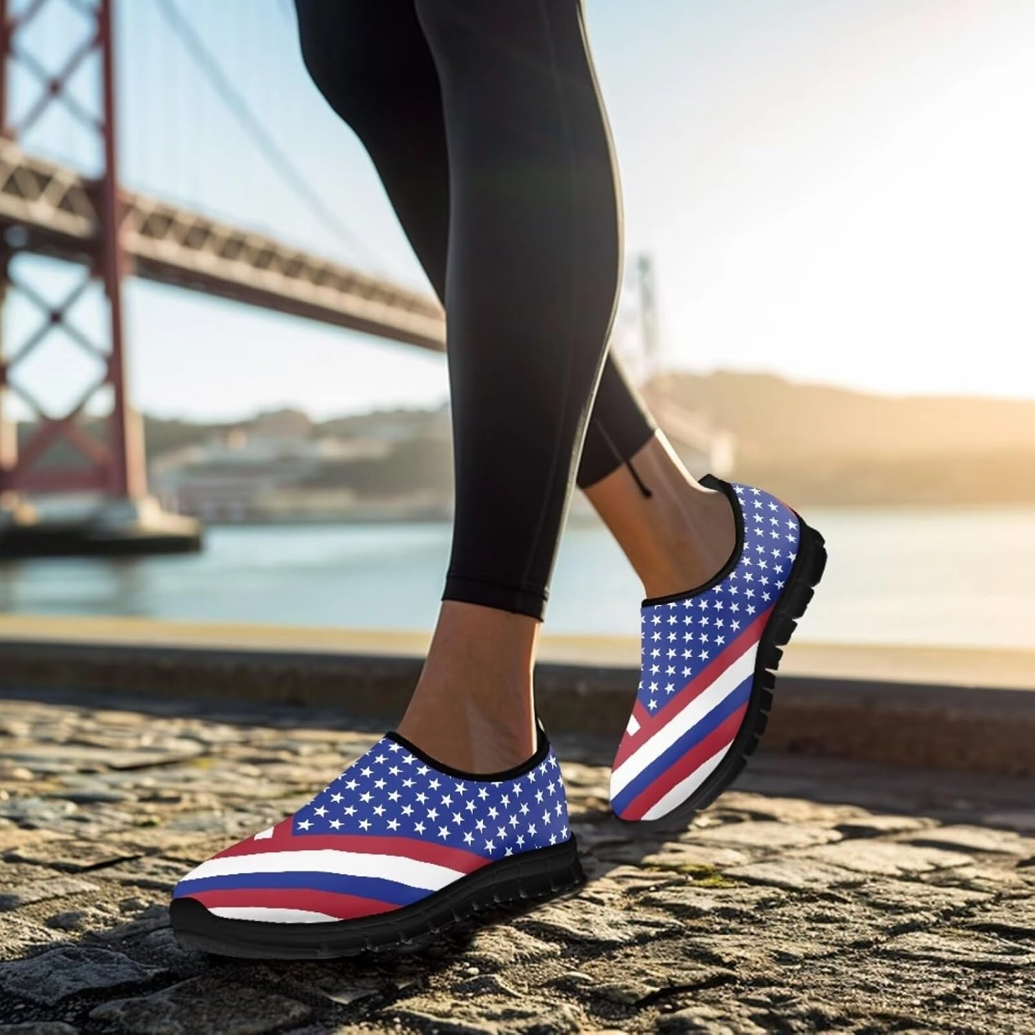 American Flag Walking Shoes for Women Slip On Casual Running Shoes Low Top Mesh Sport Shoes Lightweight Adult Jogging Shoes Gomi Climbing Shoe Review
