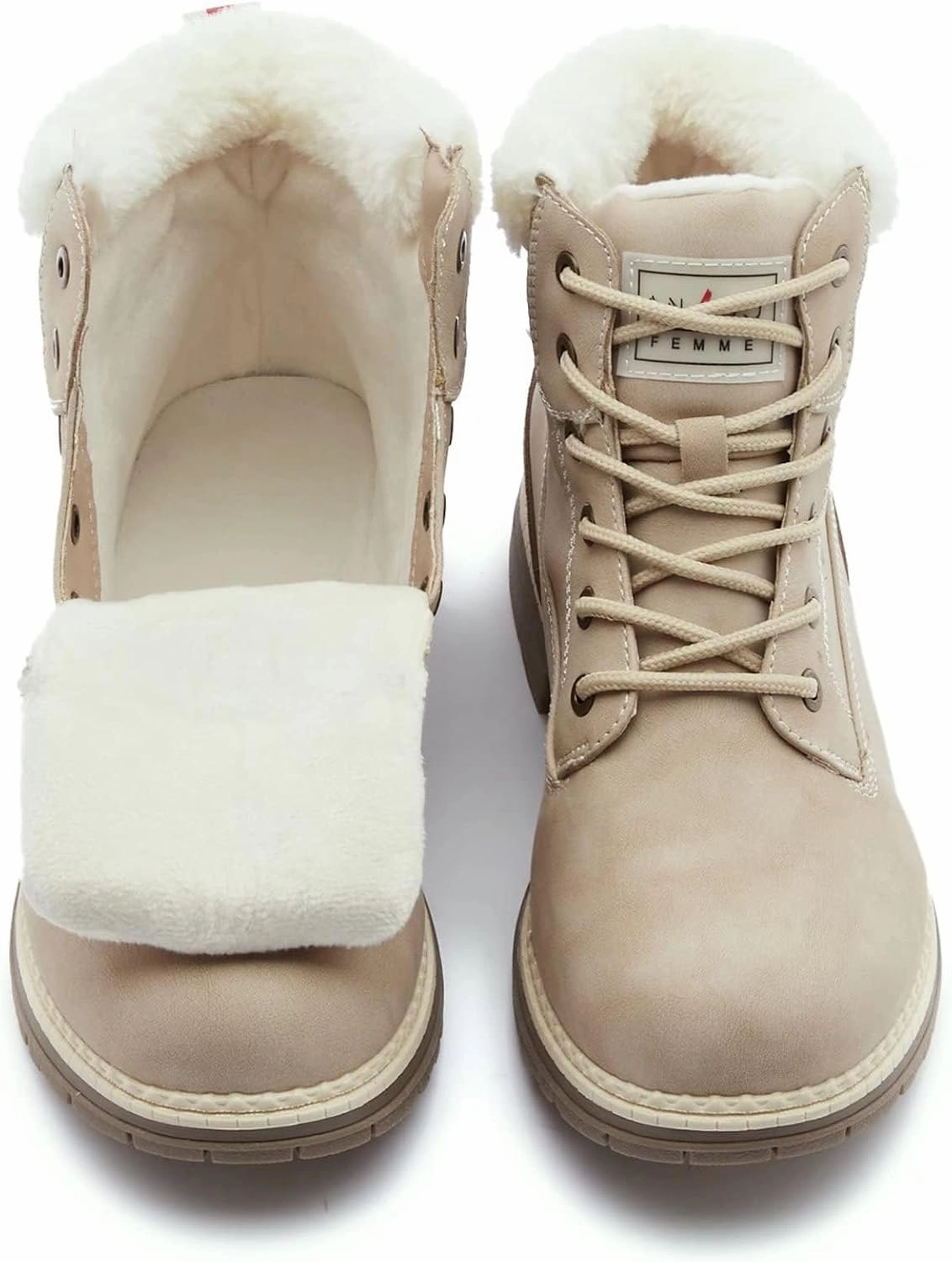 Climbing Shoes That Don't Hurt Toes ANJOUFEMME Womens Hiking Snow Winter Boots - Waterproof Work Ankle Boots for Women Comfortable Warm Fur Boots for Backpacking Cycling