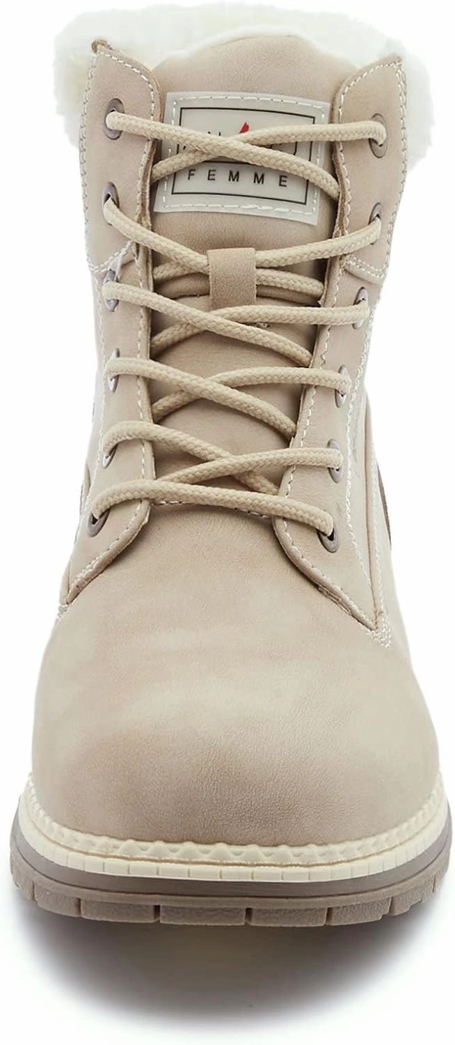 ANJOUFEMME Womens Hiking Snow Winter Boots - Waterproof Work Ankle Boots for Women Comfortable Warm Fur Boots for Backpacking Cycling Elite Mtb Cycling Shoe