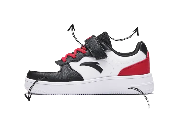 Antakids Slip Resistant, Abrasion Resistant, Lightweight Cushioning Low Top Kids' Skateboarding Shoes White Black Red Cushioned Insoles For Work Boots