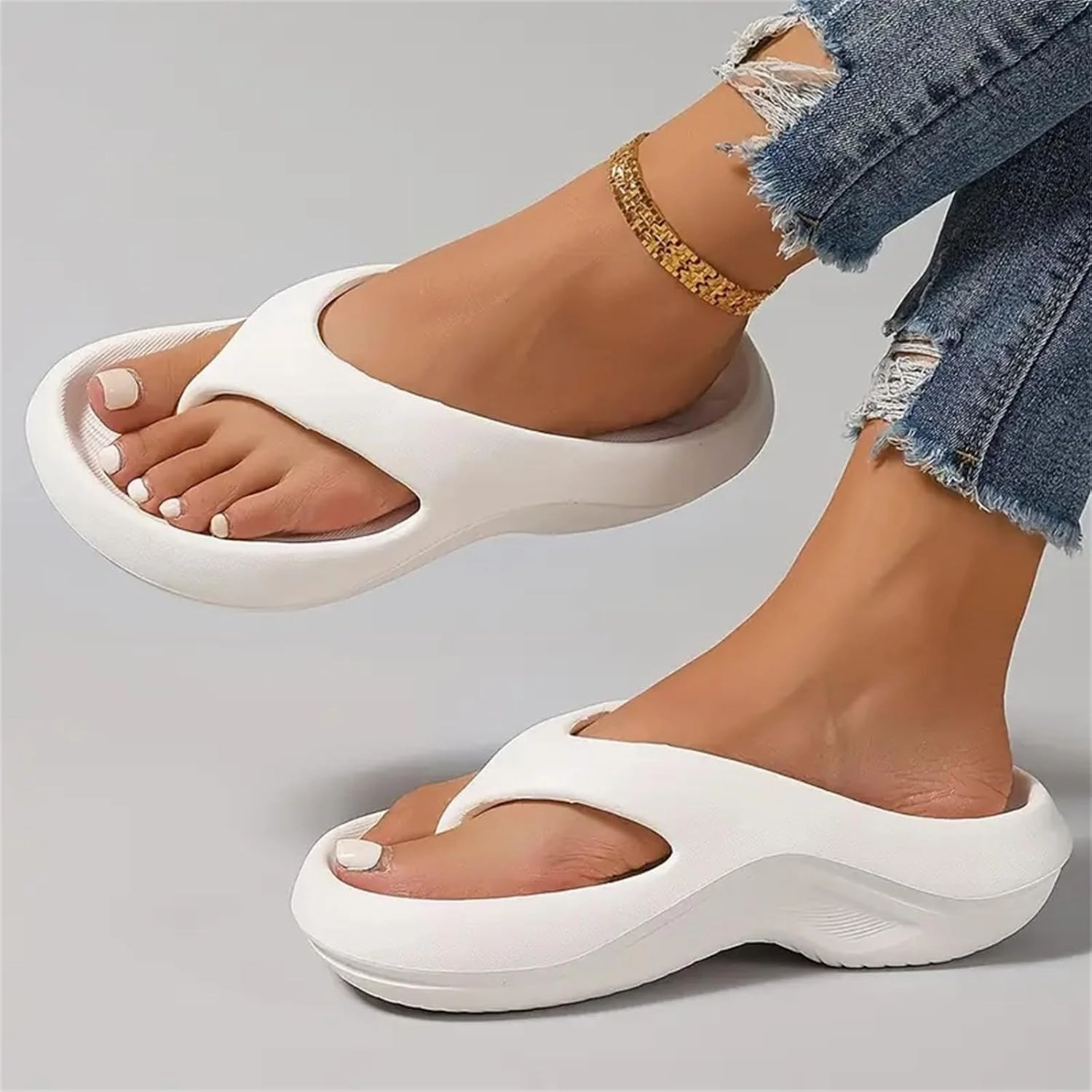 Crystal Flip Flops Arch Support Flip Flops for Women Plantar Fasciitis Orthopedic Sandals for Women Arch Support Walking Sandals Platform Recovery Flipflops Pillow Soft Summer Beach Shoes Non-slip Comfort Lightweight