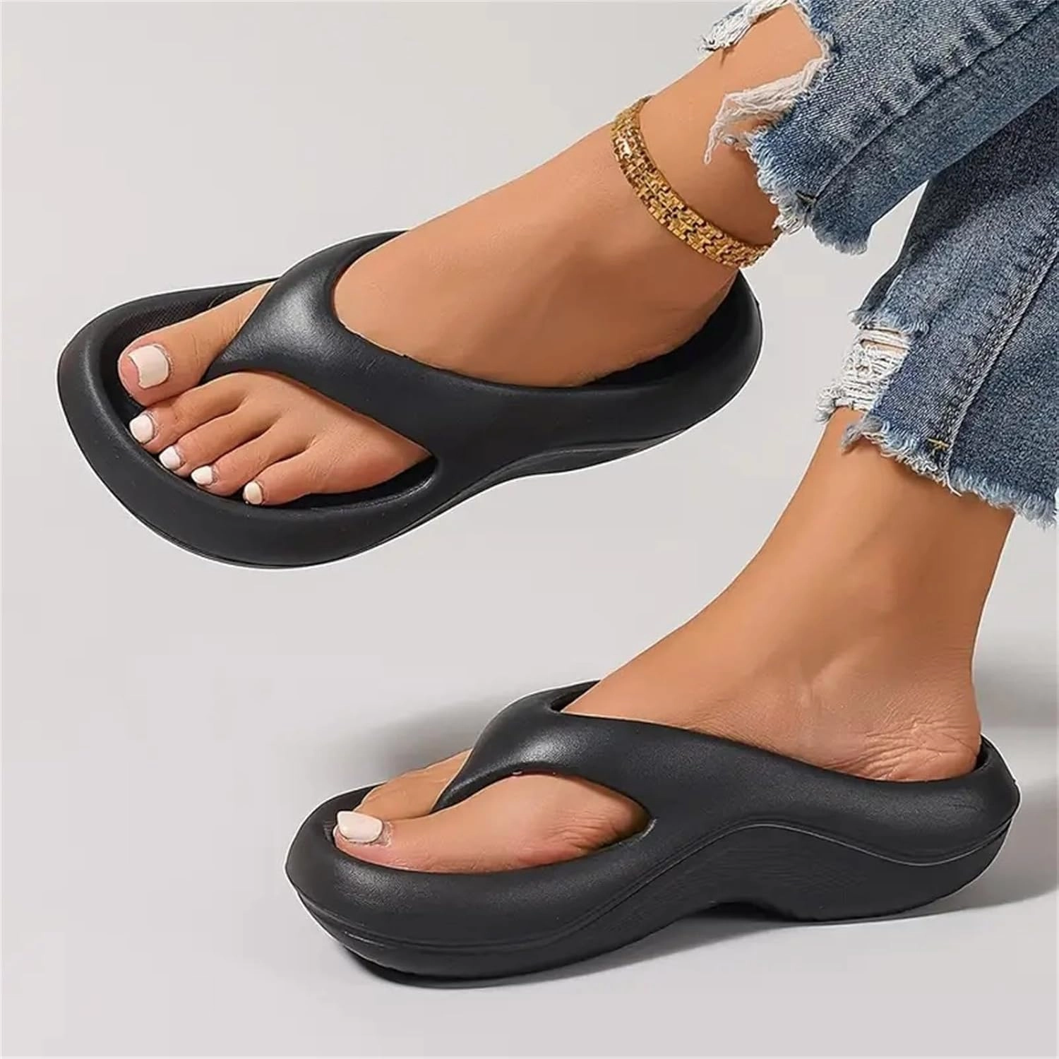 Flip Flops Size 7 Arch Support Flip Flops for Women Plantar Fasciitis, Orthopedic Sandals, Slip On Thong Sandals, Orthotic Slippers Indoor and Outdoor, Comfortable Walking Slides for All Day Wear, Ladies Wedge Slippers