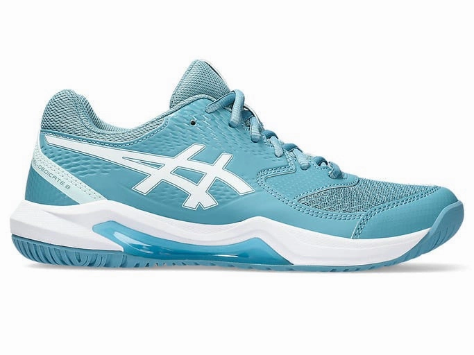 Asics Womens Gel Dedicate 8 (Hardcourt) Tennis Shoe - Gris Blue/White Asics Shoes Cricket