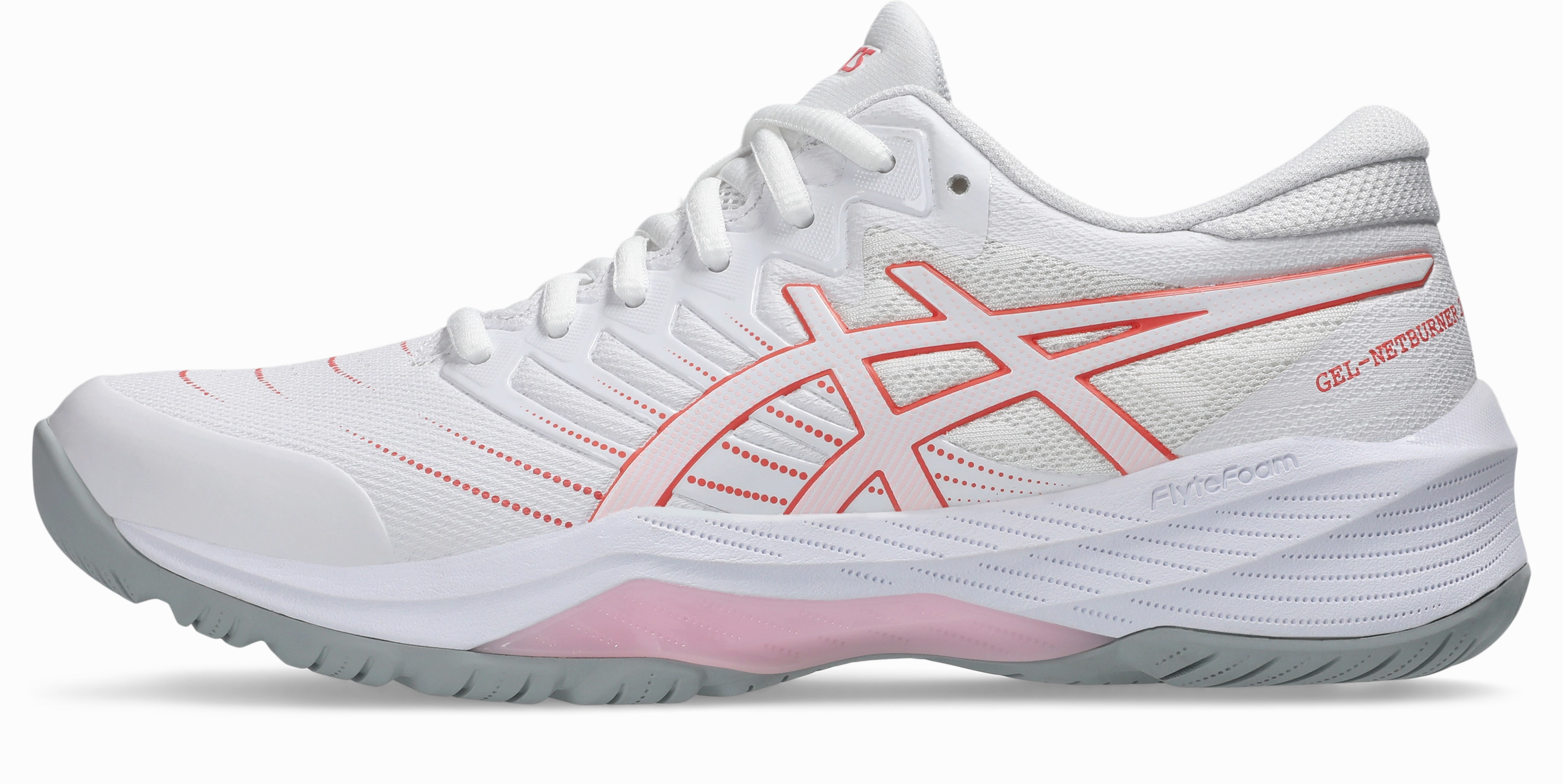 Asics Womens Gel Netburner 21 (D Width) Bio - White/Papaya Best Running Shoes By Asics