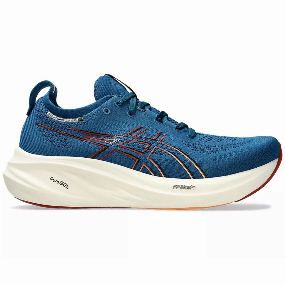 Asics Running Shoes Big 5 Men's Asics Gel-Nimbus 26, Rich Navy/Faded Orange, 12.5 D Medium