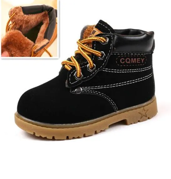 Autumn Winter Children Ankle boots Girls Martin Boots Boys Plush Snow Motorcycle Boots Lace-Up Rome Boots Kids Sport Shoes