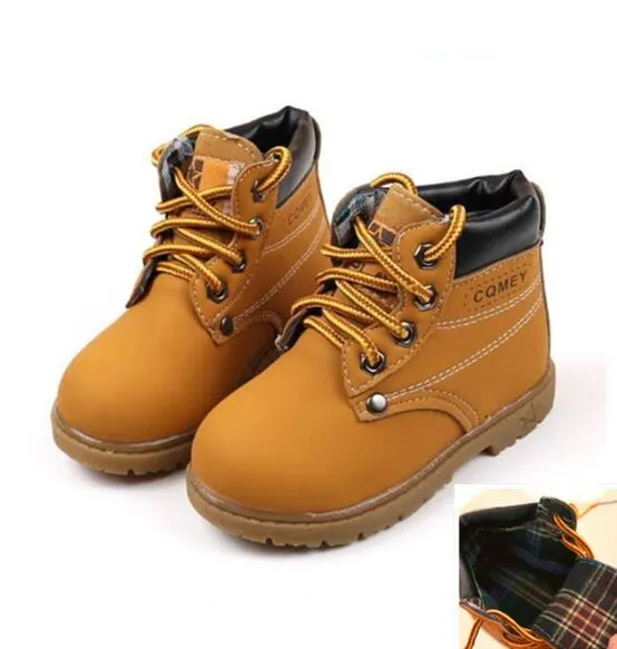 Autumn Winter Children Ankle boots Girls Martin Boots Boys Plush Snow Motorcycle Boots Lace-Up Rome Boots Kids Sport Shoes