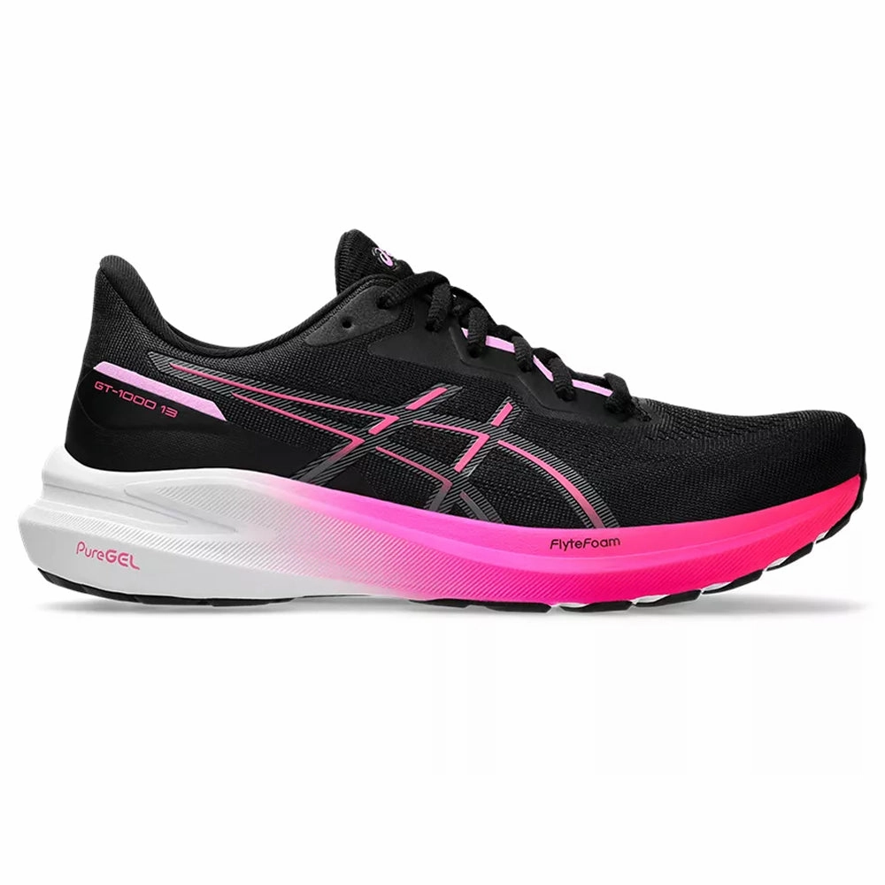 Nike Asics Shoes Women's Asics GT-1000 13, Black/Pink Glo, 11 B Medium