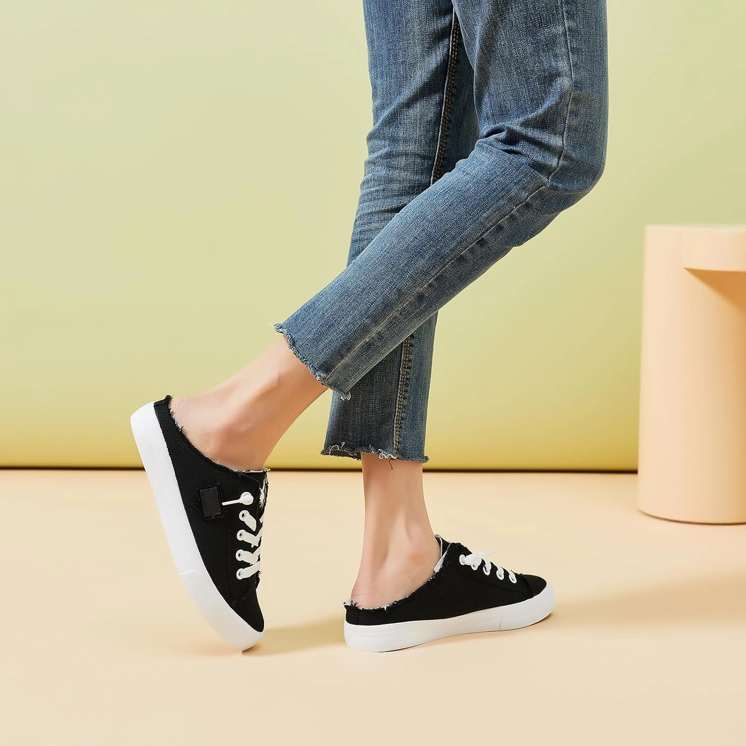 BENPAO Women's Slip on Sneakers Canvas Slip ons Shoes Fashion Comfortable Mules Womens Non Slip Loafers Casual Backless Shoes Carhartt Detroit Canvas Mid Slip On Sneaker