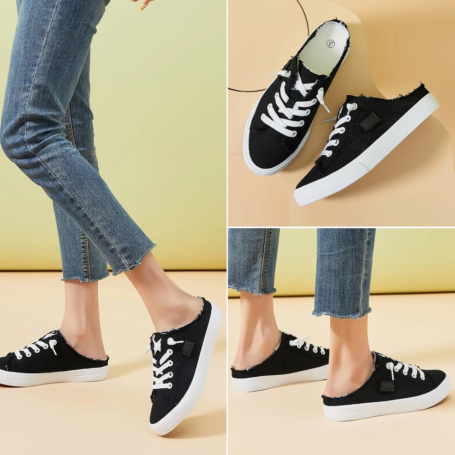 Fur Lined Slip Ons BENPAO Women's Slip on Sneakers Canvas Slip ons Shoes Fashion Comfortable Mules Womens Non Slip Loafers Casual Backless Shoes