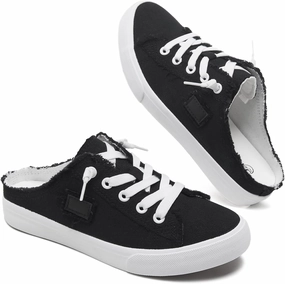 Luxury Slip On Shoes BENPAO Women's Slip on Sneakers Canvas Slip ons Shoes Fashion Comfortable Mules Womens Non Slip Loafers Casual Backless Shoes