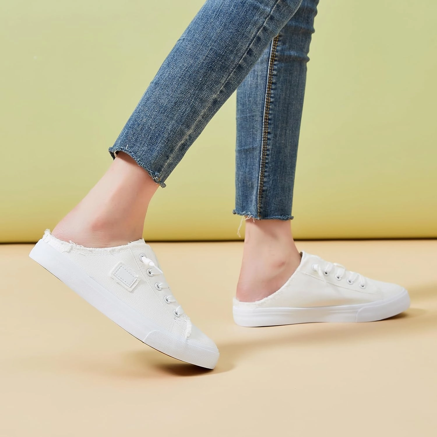 BENPAO Women's Slip on Sneakers Canvas Slip ons Shoes Fashion Comfortable Mules Womens Non Slip Loafers Casual Backless Shoes Columbia Slip On Shoes For Men