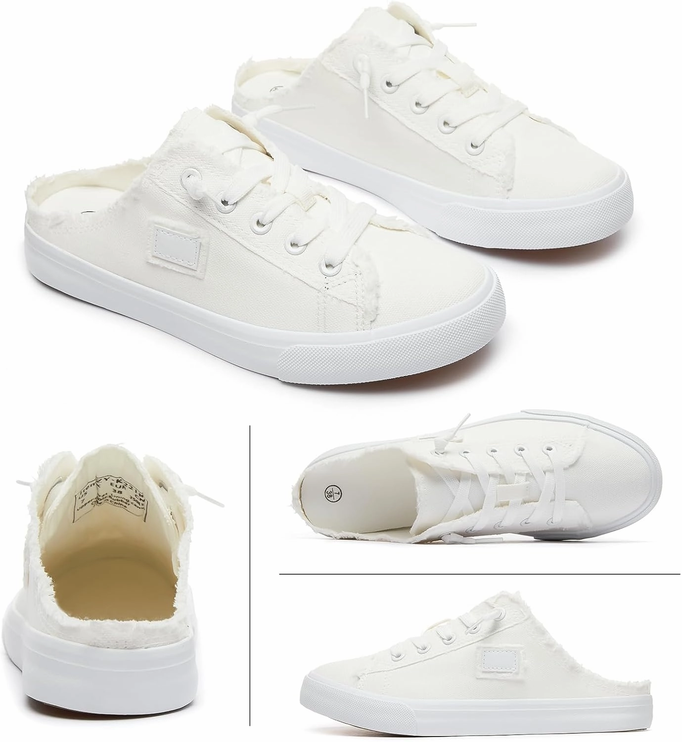 BENPAO Women's Slip on Sneakers Canvas Slip ons Shoes Fashion Comfortable Mules Womens Non Slip Loafers Casual Backless Shoes Slip On Ugg Slippers