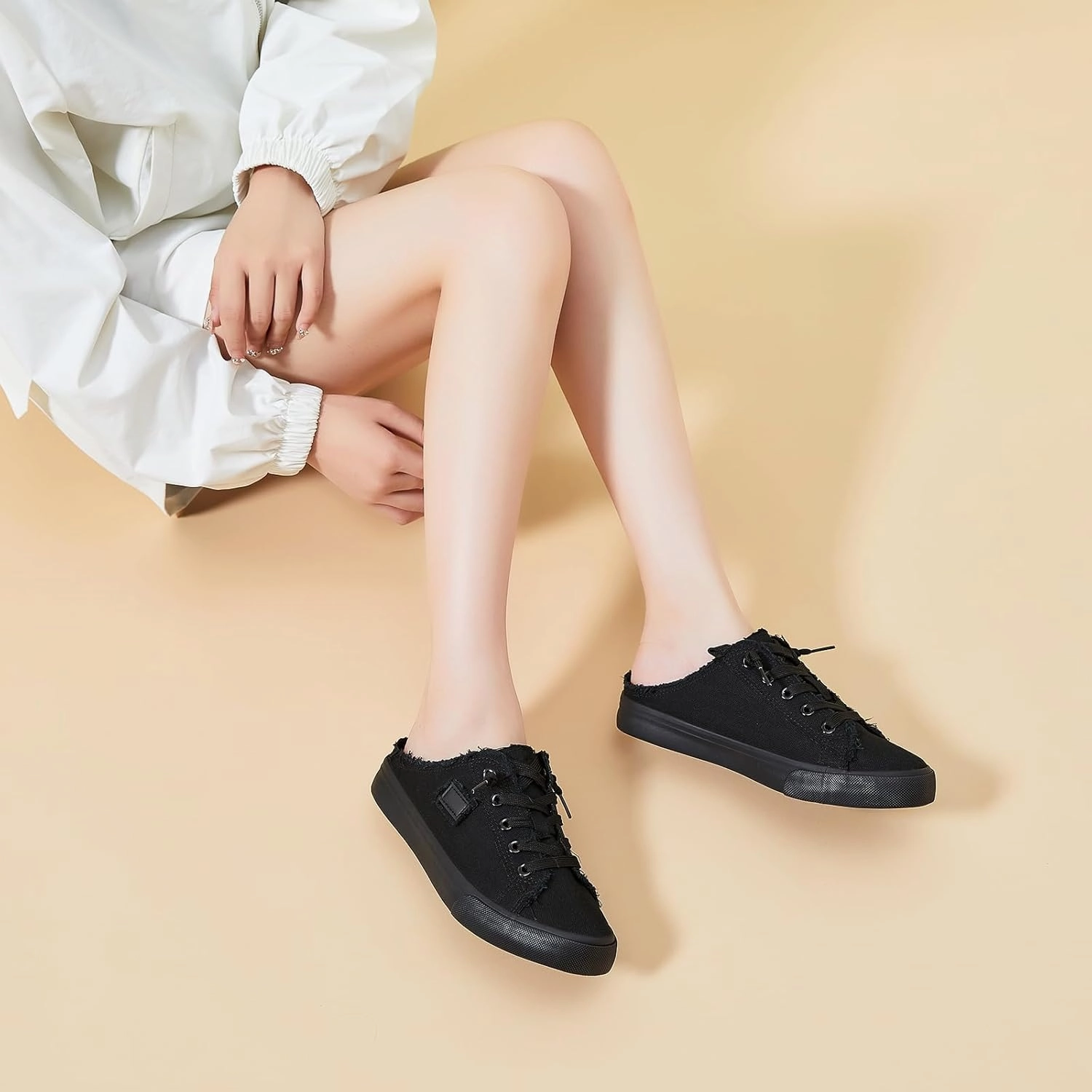 BENPAO Women's Slip on Sneakers Canvas Slip ons Shoes Fashion Comfortable Mules Womens Non Slip Loafers Casual Backless Shoes Men's Slip On Sneakers Anti Slip On