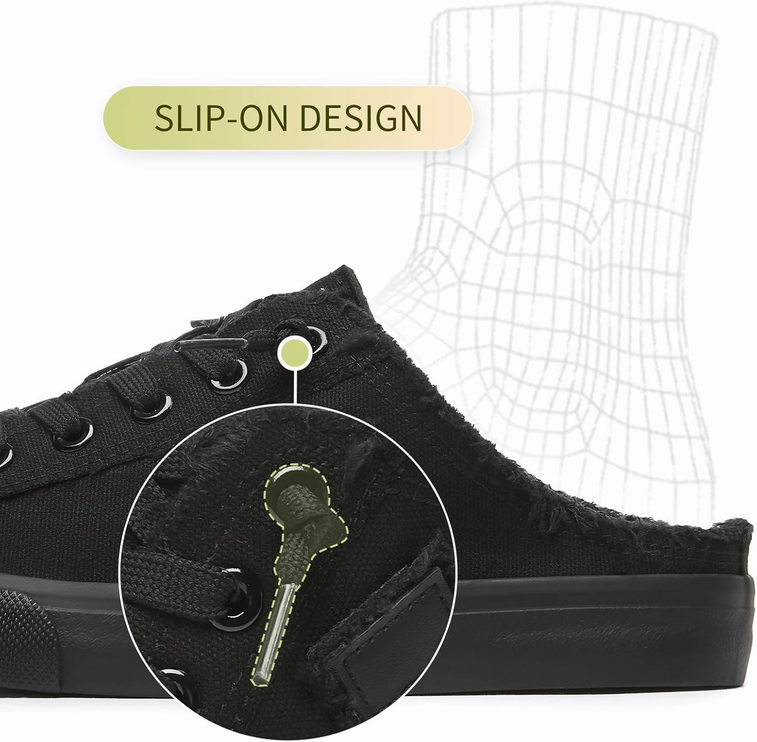 BENPAO Women's Slip on Sneakers Canvas Slip ons Shoes Fashion Comfortable Mules Womens Non Slip Loafers Casual Backless Shoes Daphne Platform Slip-on Sneaker