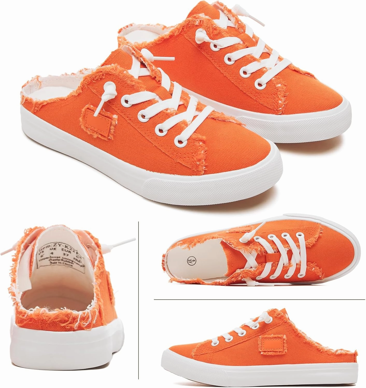 BENPAO Women's Slip on Sneakers Canvas Slip ons Shoes Fashion Comfortable Mules Womens Non Slip Loafers Casual Backless Shoes Backless Slip On Tennis Shoes