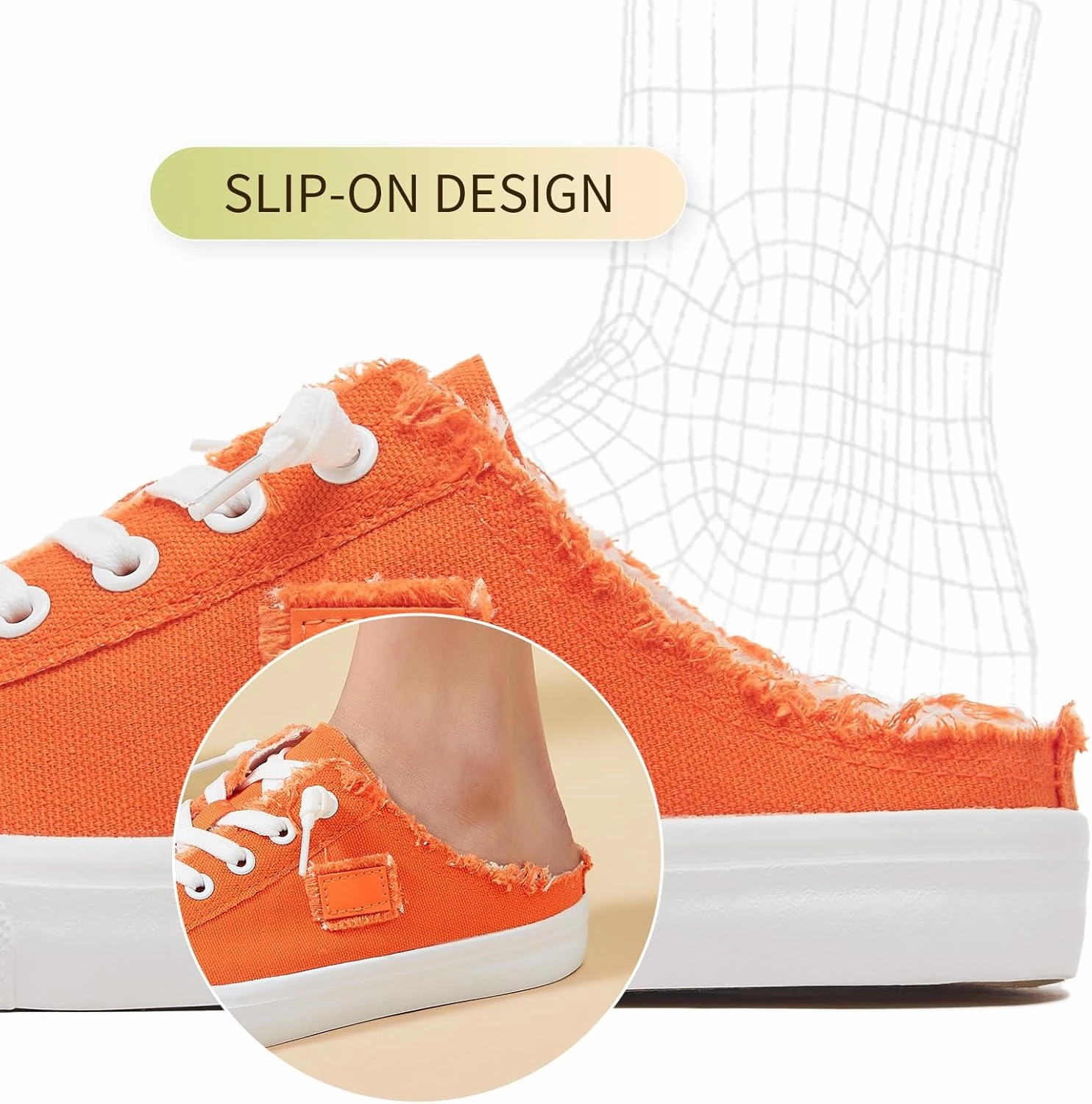 Slip On Shoes With Open Back BENPAO Women's Slip on Sneakers Canvas Slip ons Shoes Fashion Comfortable Mules Womens Non Slip Loafers Casual Backless Shoes