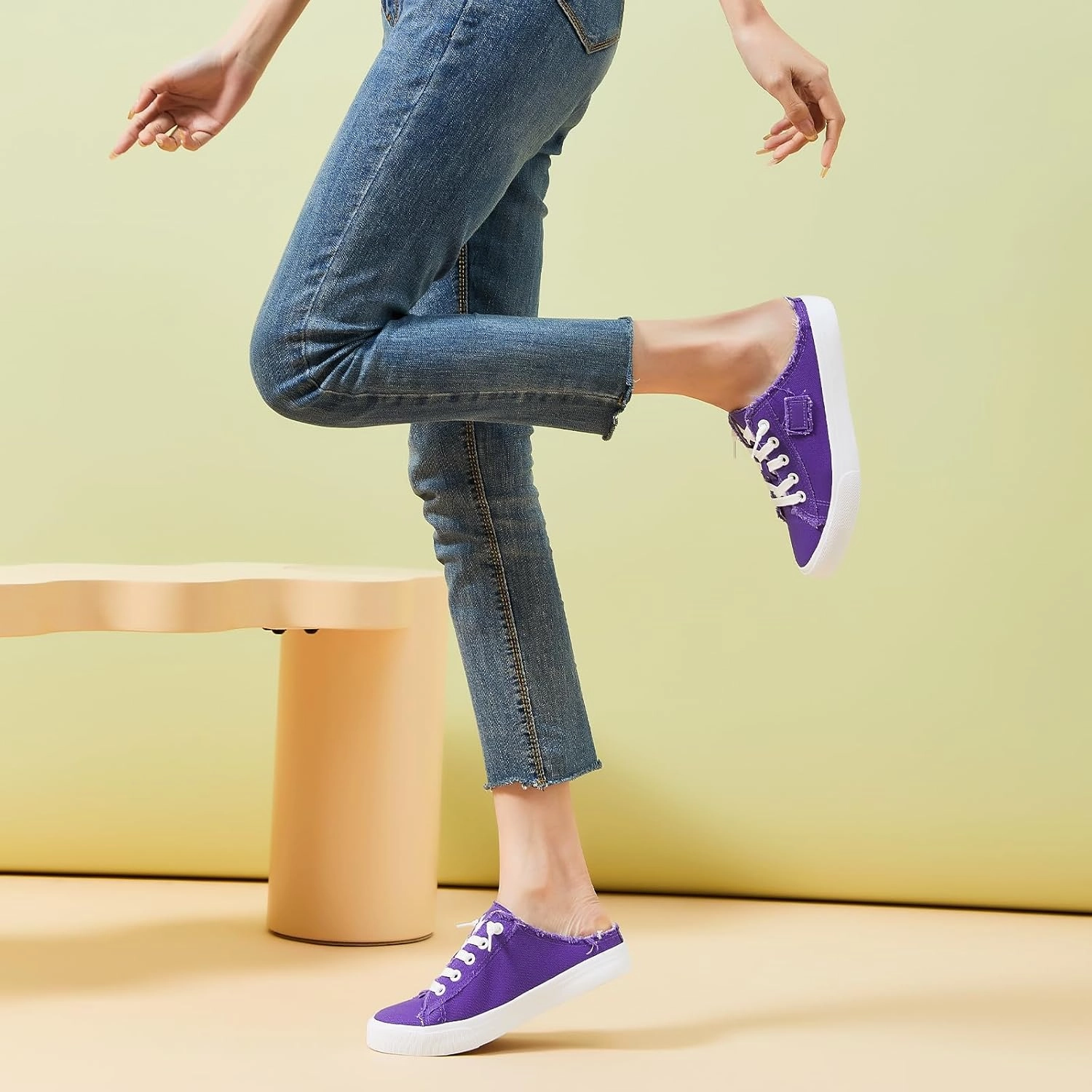 Slip On Lightweight Shoes BENPAO Women's Slip on Sneakers Canvas Slip ons Shoes Fashion Comfortable Mules Womens Non Slip Loafers Casual Backless Shoes