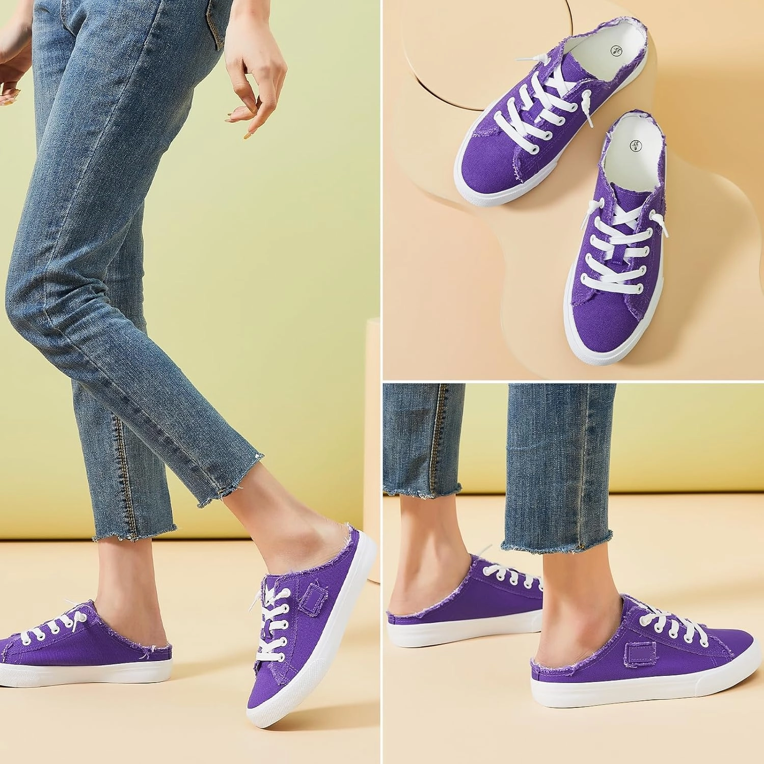 Hey Dude Wendy Slip-on BENPAO Women's Slip on Sneakers Canvas Slip ons Shoes Fashion Comfortable Mules Womens Non Slip Loafers Casual Backless Shoes