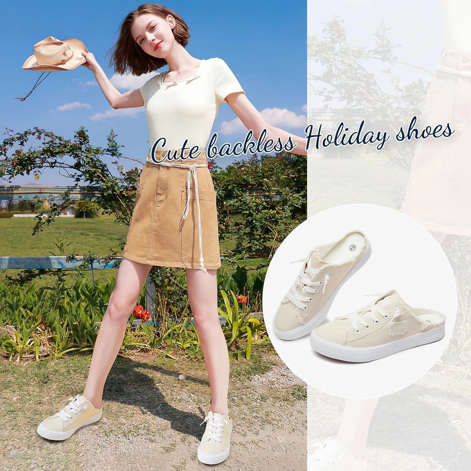 BENPAO Women's Slip on Sneakers Canvas Slip ons Shoes Fashion Comfortable Mules Womens Non Slip Loafers Casual Backless Shoes Twisted X Slip On