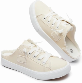 BENPAO Women's Slip on Sneakers Canvas Slip ons Shoes Fashion Comfortable Mules Womens Non Slip Loafers Casual Backless Shoes Time Off Slip On Sneakers