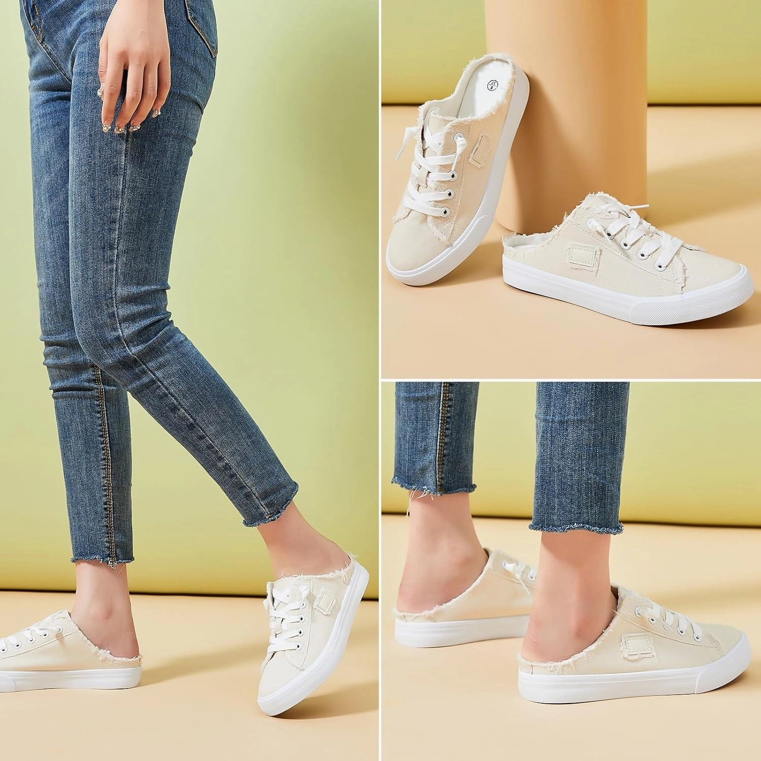 BENPAO Women's Slip on Sneakers Canvas Slip ons Shoes Fashion Comfortable Mules Womens Non Slip Loafers Casual Backless Shoes Storm Chaser Slip-ons