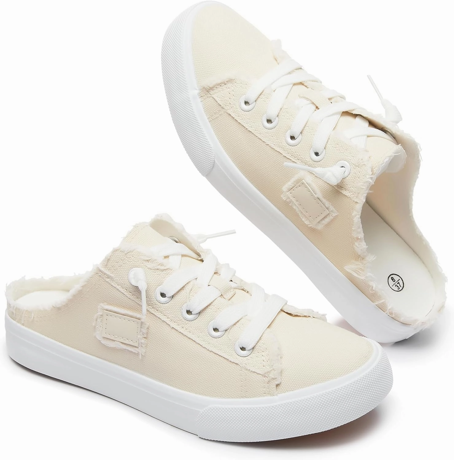 BENPAO Women's Slip on Sneakers Canvas Slip ons Shoes Fashion Comfortable Mules Womens Non Slip Loafers Casual Backless Shoes Low Profile Slip On Sneakers