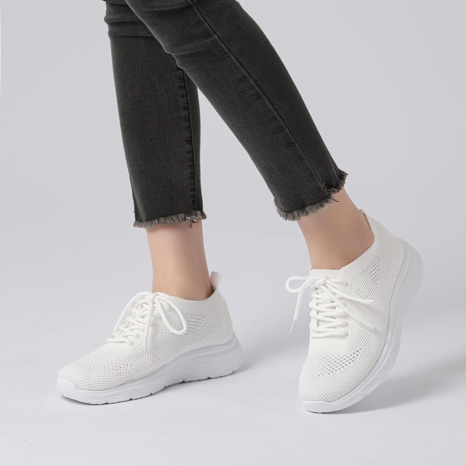 Bernal Women's Walking Shoes Casual Lace Up Lightweight Work Shoes Fashion Breathable Rhinestone Sparkle Sneakers Workout Gym Shoes Academy Sports Volleyball Shoes