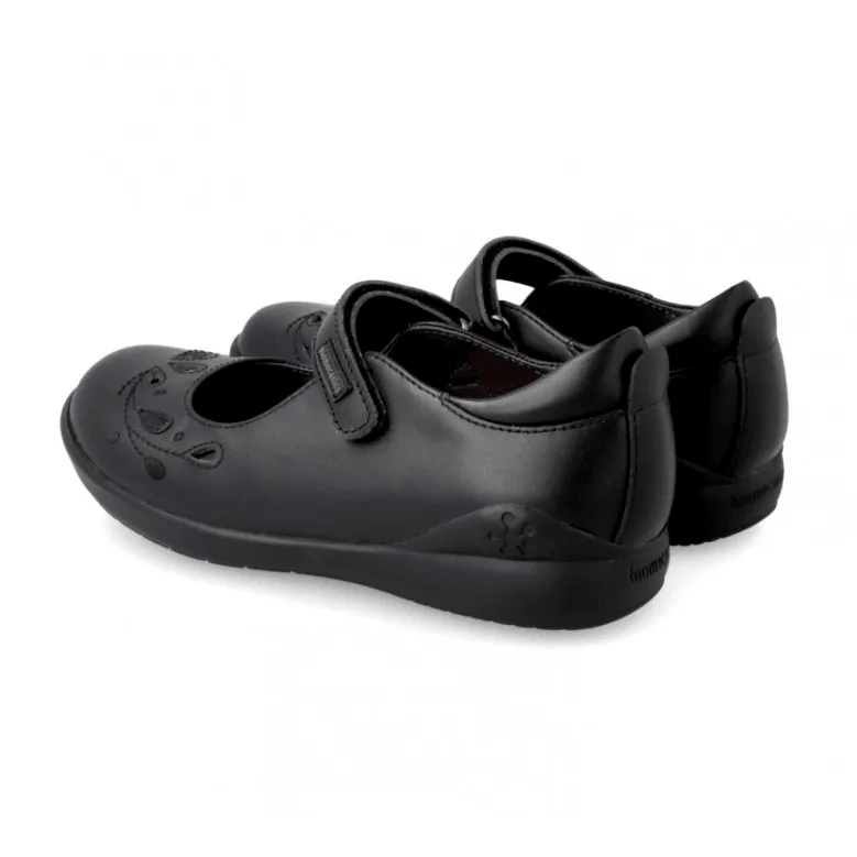 Biomecanics Girls School Shoe 221280-A Black Leather Wide Mesh Mary Jane Shoes