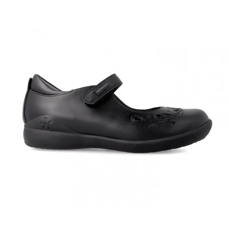 Biomecanics Girls School Shoe 221280-A Black Leather Dr Martens Quad Retro Mary Jane Flat Shoes