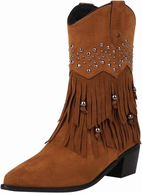 Black Boots For Women Women's Suede Tassel Ankle Boots Pull On Short Booties Low Block Heel Stage Performance Bootie Combat Boots Near Me