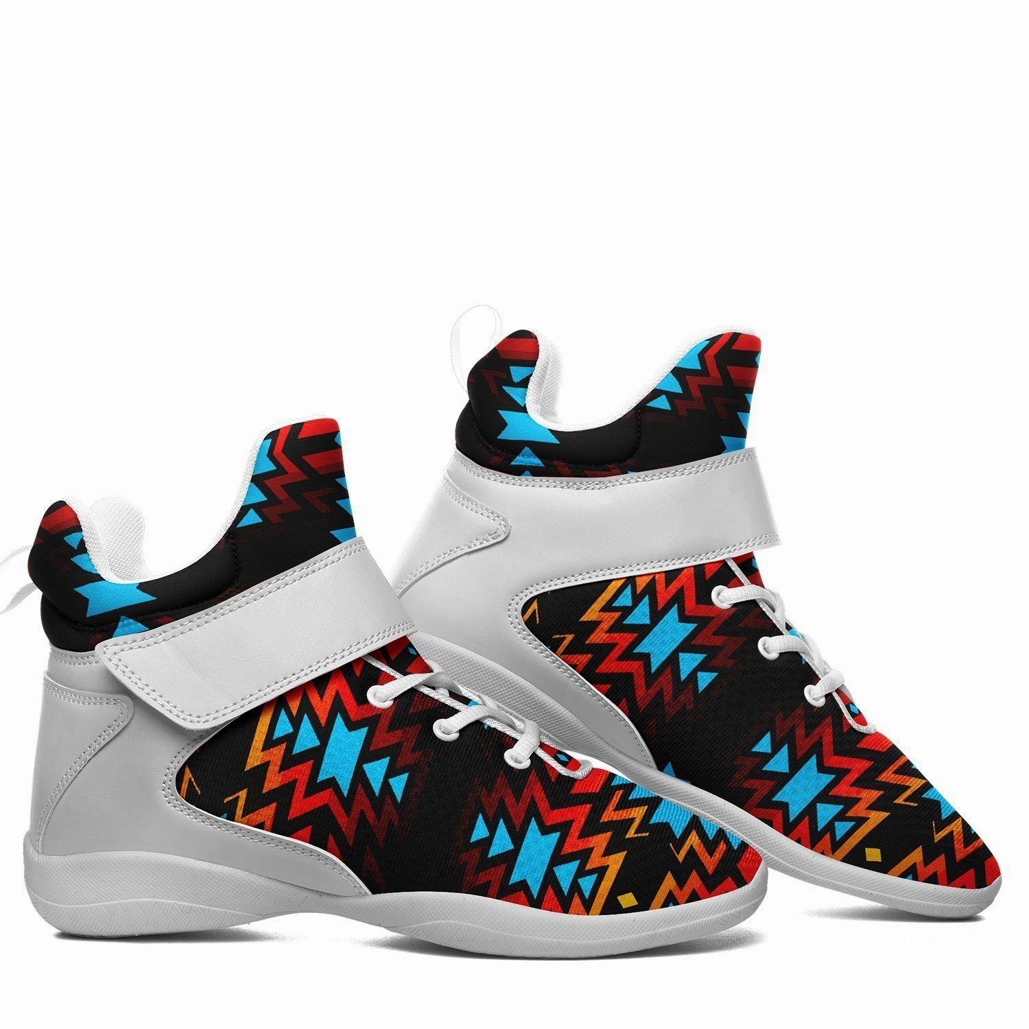 Black Fire and Turquoise Kid's Ipottaa Basketball / Sport High Top Shoes