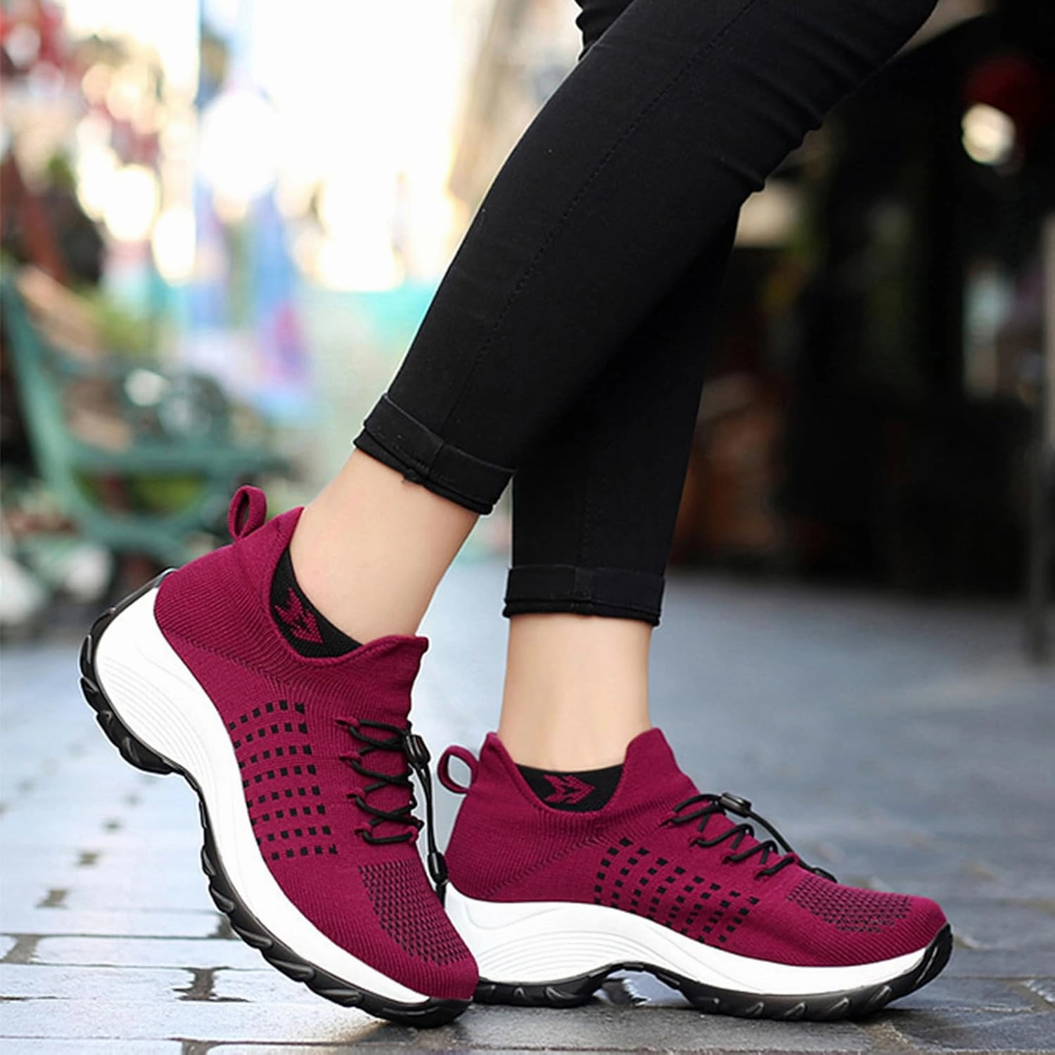 HINDOLA Women's Orthopedic Sock Sneakers Breathable Mesh Nursing Work Comfortable Casual Air Cushion Athletic Running Jogging Shoes Cristiano Ronaldo Training Shoes