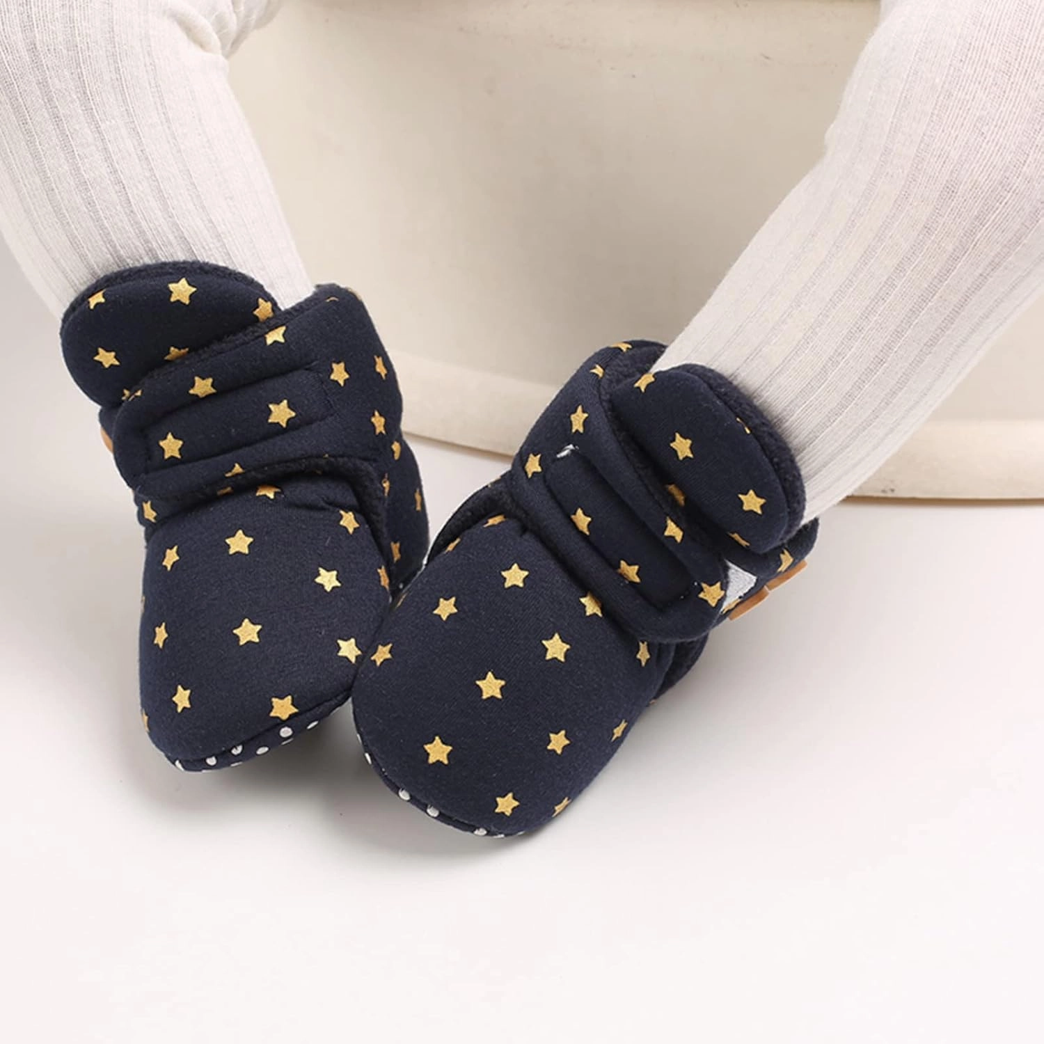 Soccer Cleat Studs Boots for Babies Boy Baby Shoes Plus Velvet Warm Polka Dot Printing Boots Non Slip Breathable Toddler Shoes Snap Booties Baby Boy
